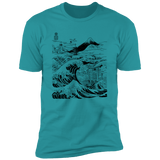 T-Shirts Tahiti Blue / S Hokusai Paisaje Ink Men's Premium T-Shirt