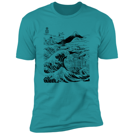 T-Shirts Tahiti Blue / S Hokusai Paisaje Ink Men's Premium T-Shirt