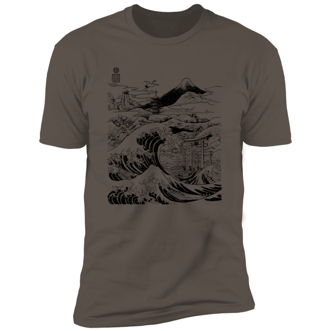 T-Shirts Warm Grey / S Hokusai Paisaje Ink Men's Premium T-Shirt