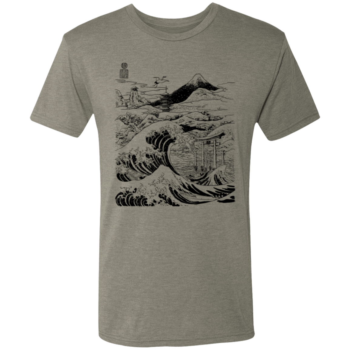 T-Shirts Venetian Grey / S Hokusai Paisaje Ink Men's Triblend T-Shirt