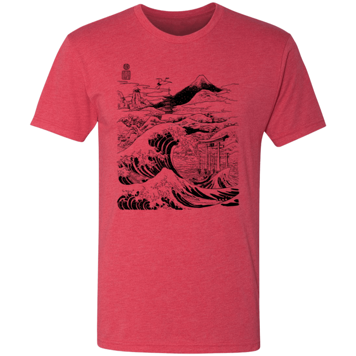 T-Shirts Vintage Red / S Hokusai Paisaje Ink Men's Triblend T-Shirt