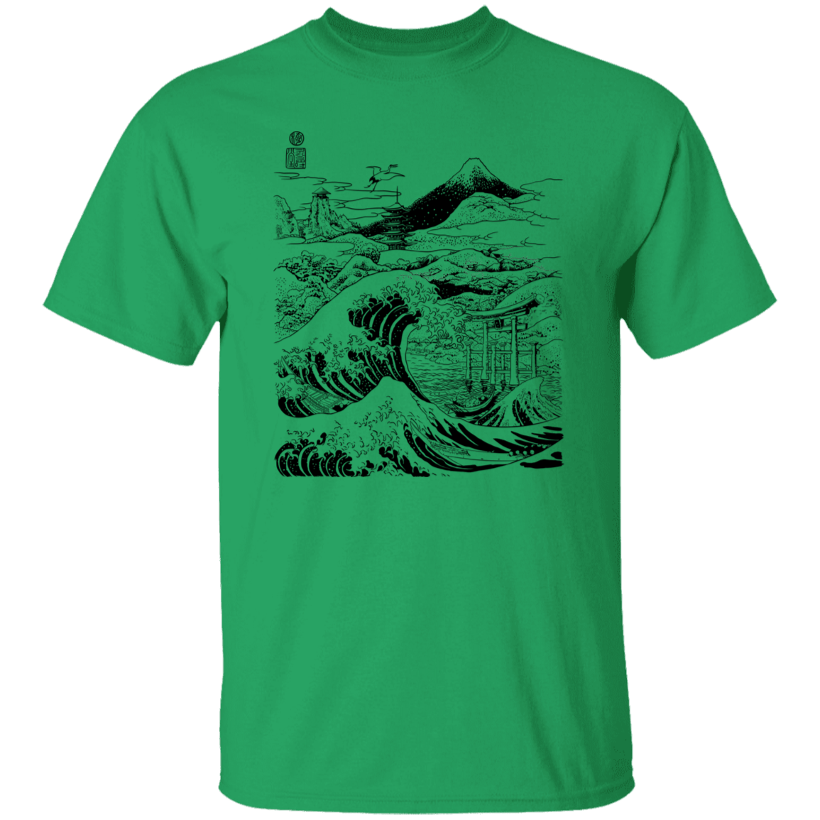 T-Shirts Irish Green / S Hokusai Paisaje Ink T-Shirt