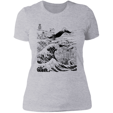 T-Shirts Heather Grey / S Hokusai Paisaje Ink Women's Premium T-Shirt