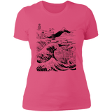 T-Shirts Hot Pink / S Hokusai Paisaje Ink Women's Premium T-Shirt