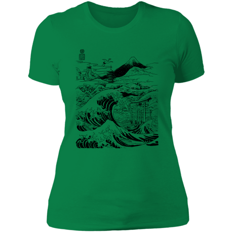 T-Shirts Kelly Green / S Hokusai Paisaje Ink Women's Premium T-Shirt