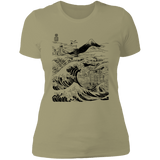 T-Shirts Light Olive / S Hokusai Paisaje Ink Women's Premium T-Shirt