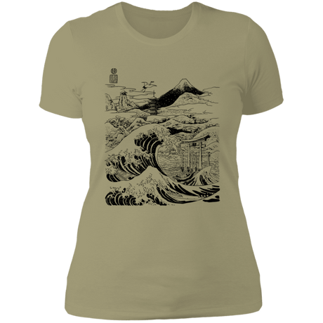 T-Shirts Light Olive / S Hokusai Paisaje Ink Women's Premium T-Shirt