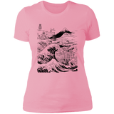 T-Shirts Light Pink / S Hokusai Paisaje Ink Women's Premium T-Shirt