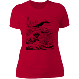 T-Shirts Red / S Hokusai Paisaje Ink Women's Premium T-Shirt