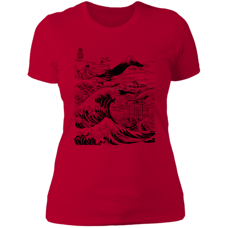 T-Shirts Red / S Hokusai Paisaje Ink Women's Premium T-Shirt