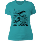 T-Shirts Tahiti Blue / S Hokusai Paisaje Ink Women's Premium T-Shirt