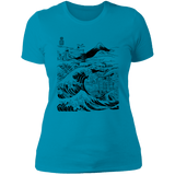 T-Shirts Turquoise / S Hokusai Paisaje Ink Women's Premium T-Shirt