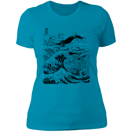 T-Shirts Turquoise / S Hokusai Paisaje Ink Women's Premium T-Shirt