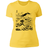 T-Shirts Vibrant Yellow / S Hokusai Paisaje Ink Women's Premium T-Shirt