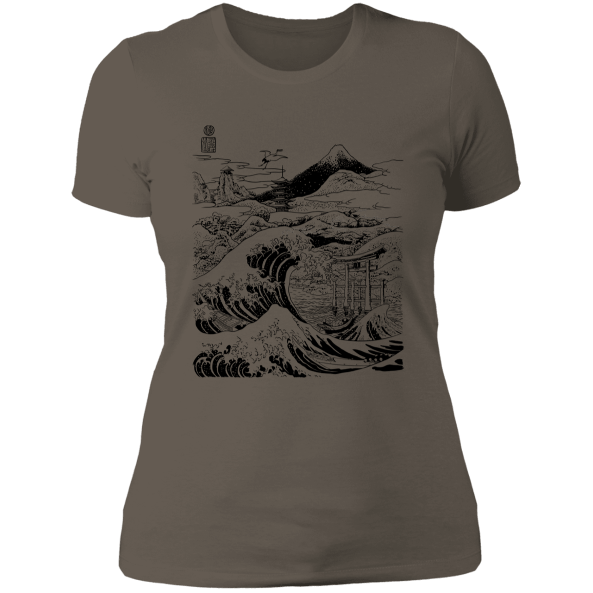 T-Shirts Warm Grey / S Hokusai Paisaje Ink Women's Premium T-Shirt