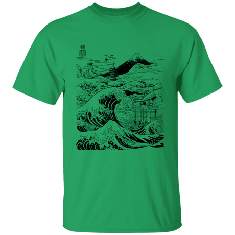 T-Shirts Irish Green / YXS Hokusai Paisaje Ink Youth T-Shirt