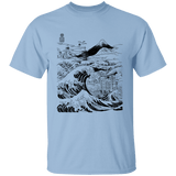 T-Shirts Light Blue / YXS Hokusai Paisaje Ink Youth T-Shirt