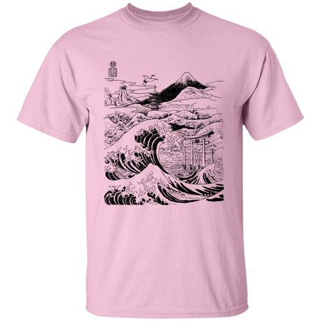 T-Shirts Light Pink / YXS Hokusai Paisaje Ink Youth T-Shirt