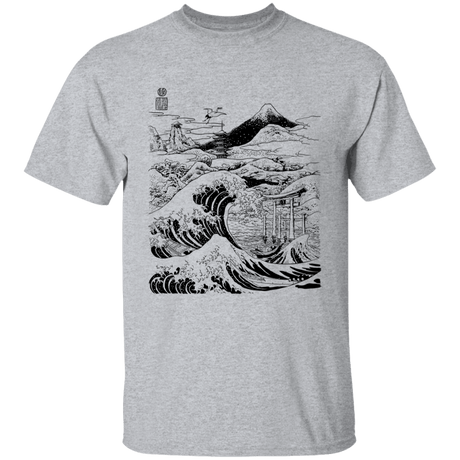 T-Shirts Sport Grey / YXS Hokusai Paisaje Ink Youth T-Shirt