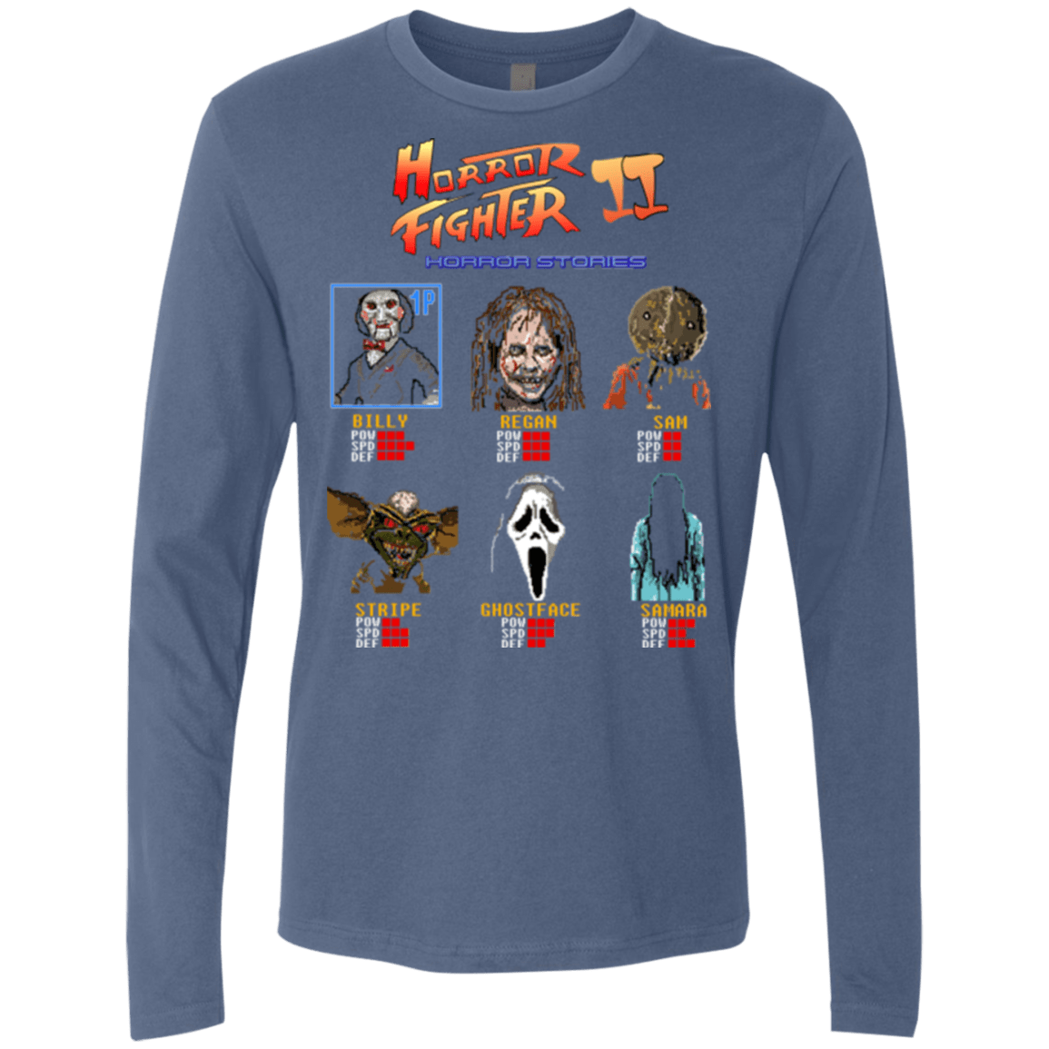 T-Shirts Indigo / Small Horror Fighter 2 Men's Premium Long Sleeve