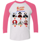 T-Shirts Heather White/Vintage Pink / X-Small Horror Fighter Men's Triblend 3/4 Sleeve