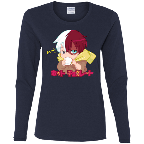 T-Shirts Navy / S Hotto Chokoretto Women's Long Sleeve T-Shirt