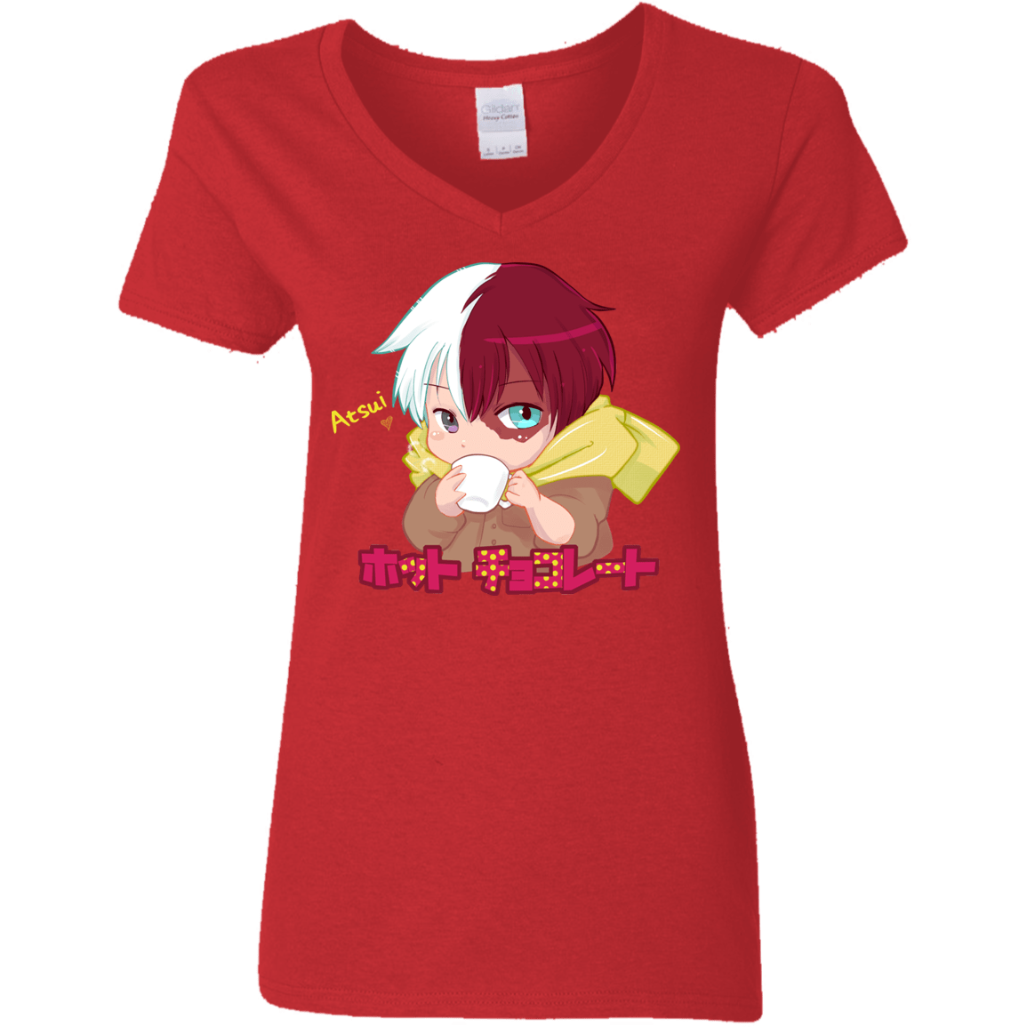 T-Shirts Red / S Hotto Chokoretto Women's V-Neck T-Shirt