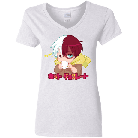 T-Shirts White / S Hotto Chokoretto Women's V-Neck T-Shirt