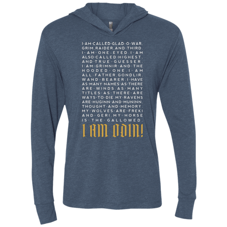 T-Shirts Indigo / X-Small I am Odin Triblend Long Sleeve Hoodie Tee
