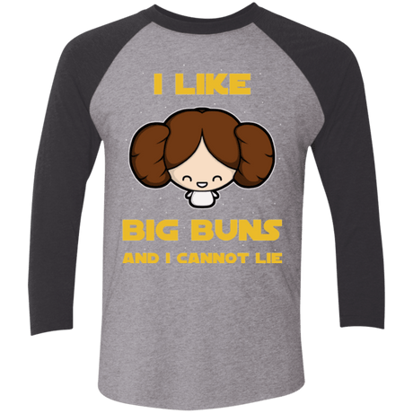 T-Shirts Premium Heather/ Vintage Black / X-Small I Like Big Buns Triblend 3/4 Sleeve