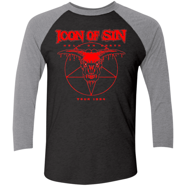 T-Shirts Vintage Black/Premium Heather / X-Small Icon of Sin Men's Triblend 3/4 Sleeve