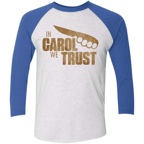 T-Shirts Heather White/Vintage Royal / X-Small In Carol We Trust Triblend 3/4 Sleeve