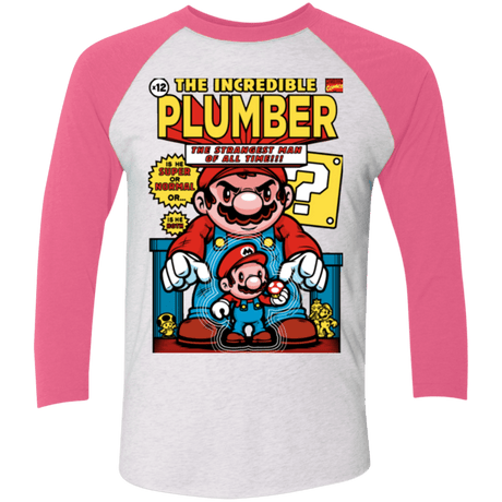 T-Shirts Heather White/Vintage Pink / X-Small incredible PLUMBER Triblend 3/4 Sleeve