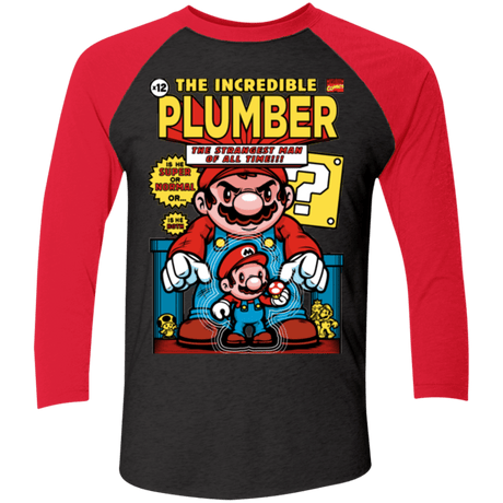 T-Shirts Vintage Black/Vintage Red / X-Small incredible PLUMBER Triblend 3/4 Sleeve