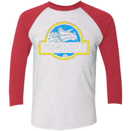 T-Shirts Heather White/Vintage Red / X-Small Jurassic Power Blue Men's Triblend 3/4 Sleeve