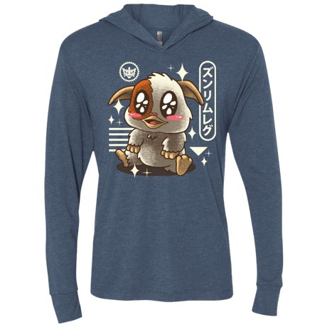 T-Shirts Indigo / X-Small Kawaii Mogwai Triblend Long Sleeve Hoodie Tee