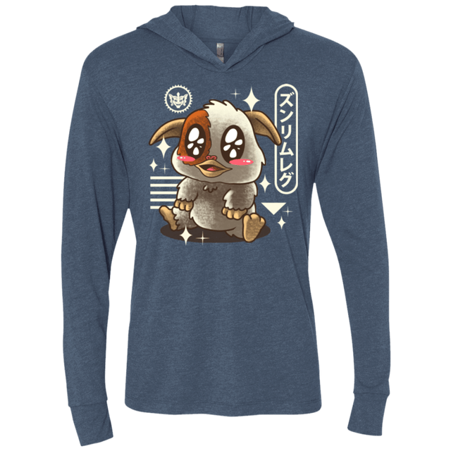 T-Shirts Indigo / X-Small Kawaii Mogwai Triblend Long Sleeve Hoodie Tee
