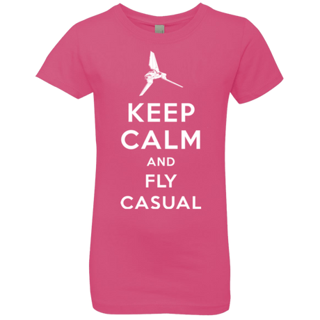 T-Shirts Hot Pink / YXS Keep Calm and Fly Casual Girls Premium T-Shirt
