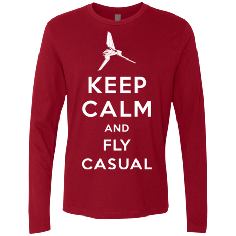 T-Shirts Cardinal / Small Keep Calm and Fly Casual Men's Premium Long Sleeve