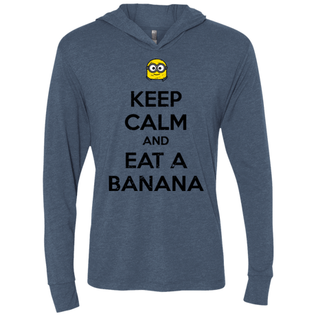 T-Shirts Indigo / X-Small Keep Calm Banana Triblend Long Sleeve Hoodie Tee