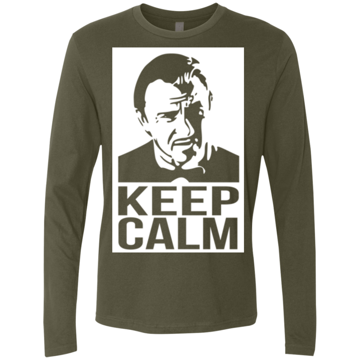 T-Shirts Military Green / Small Keep Calm Mr. Wolf Men's Premium Long Sleeve