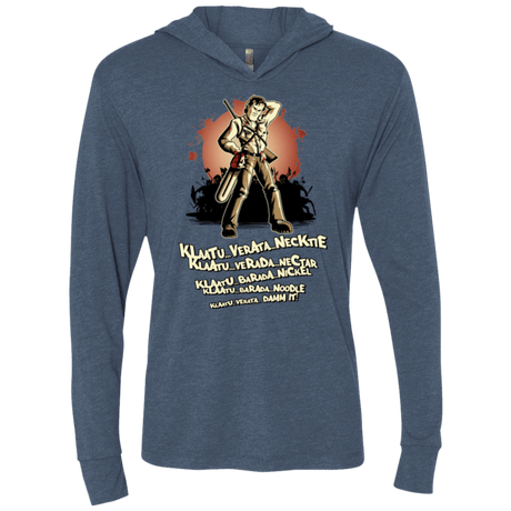 T-Shirts Indigo / X-Small Klaatu Barada Nikto Triblend Long Sleeve Hoodie Tee