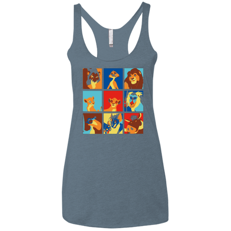 T-Shirts Indigo / X-Small Lion Pop Women's Triblend Racerback Tank