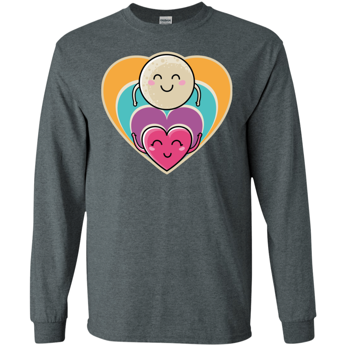 T-Shirts Dark Heather / S Love to the Moon and Back Men's Long Sleeve T-Shirt