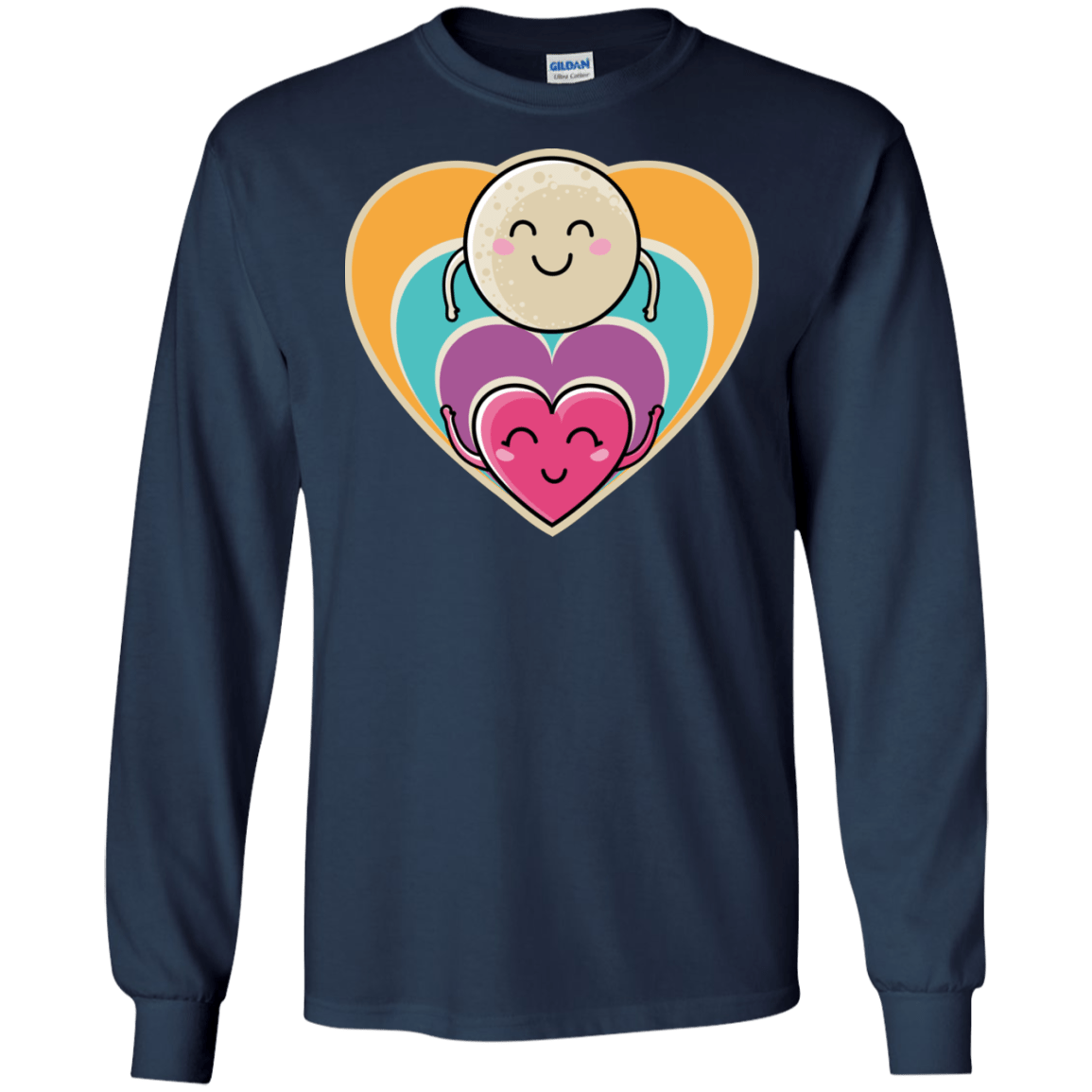 T-Shirts Navy / S Love to the Moon and Back Men's Long Sleeve T-Shirt