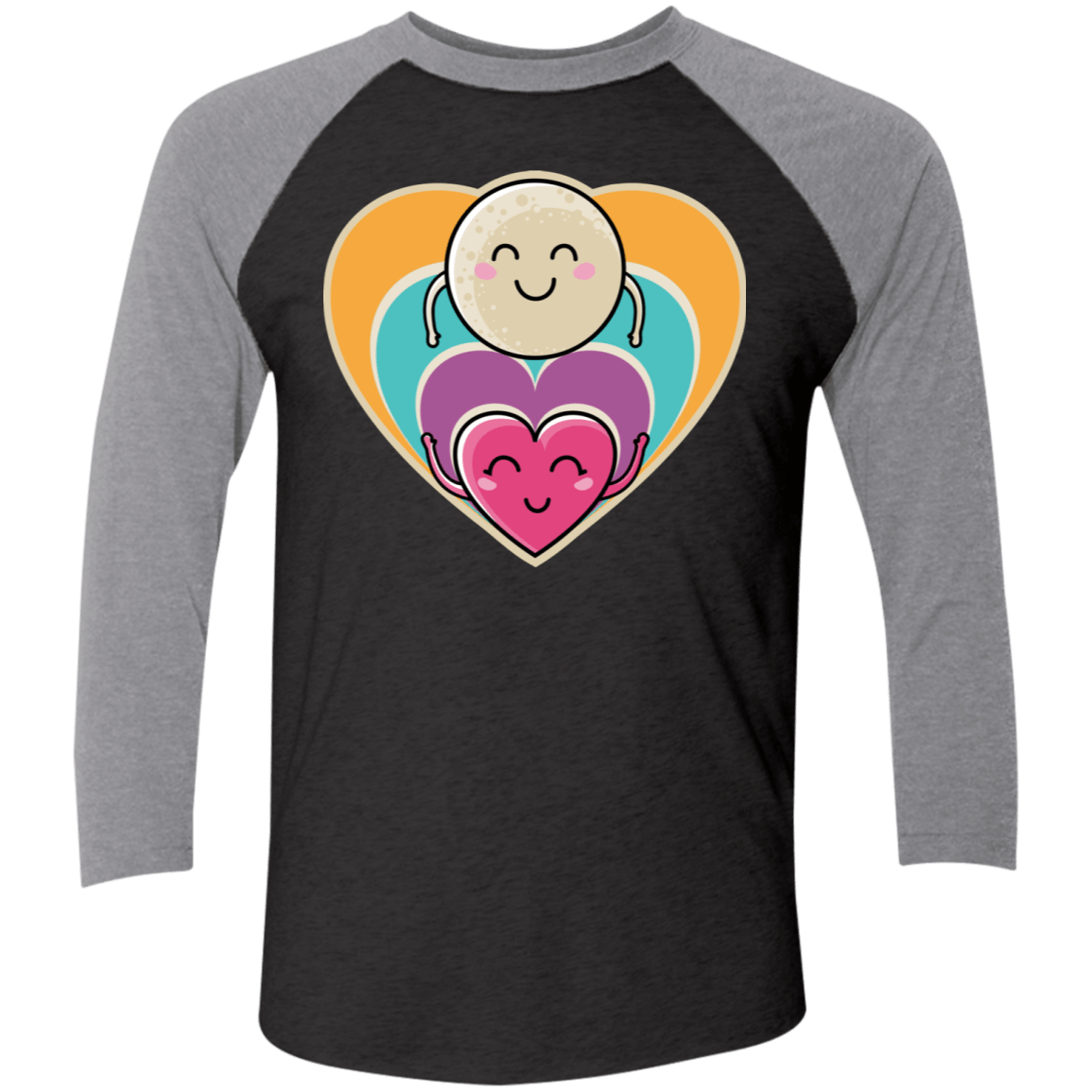 T-Shirts Vintage Black/Premium Heather / X-Small Love to the Moon and Back Men's Triblend 3/4 Sleeve
