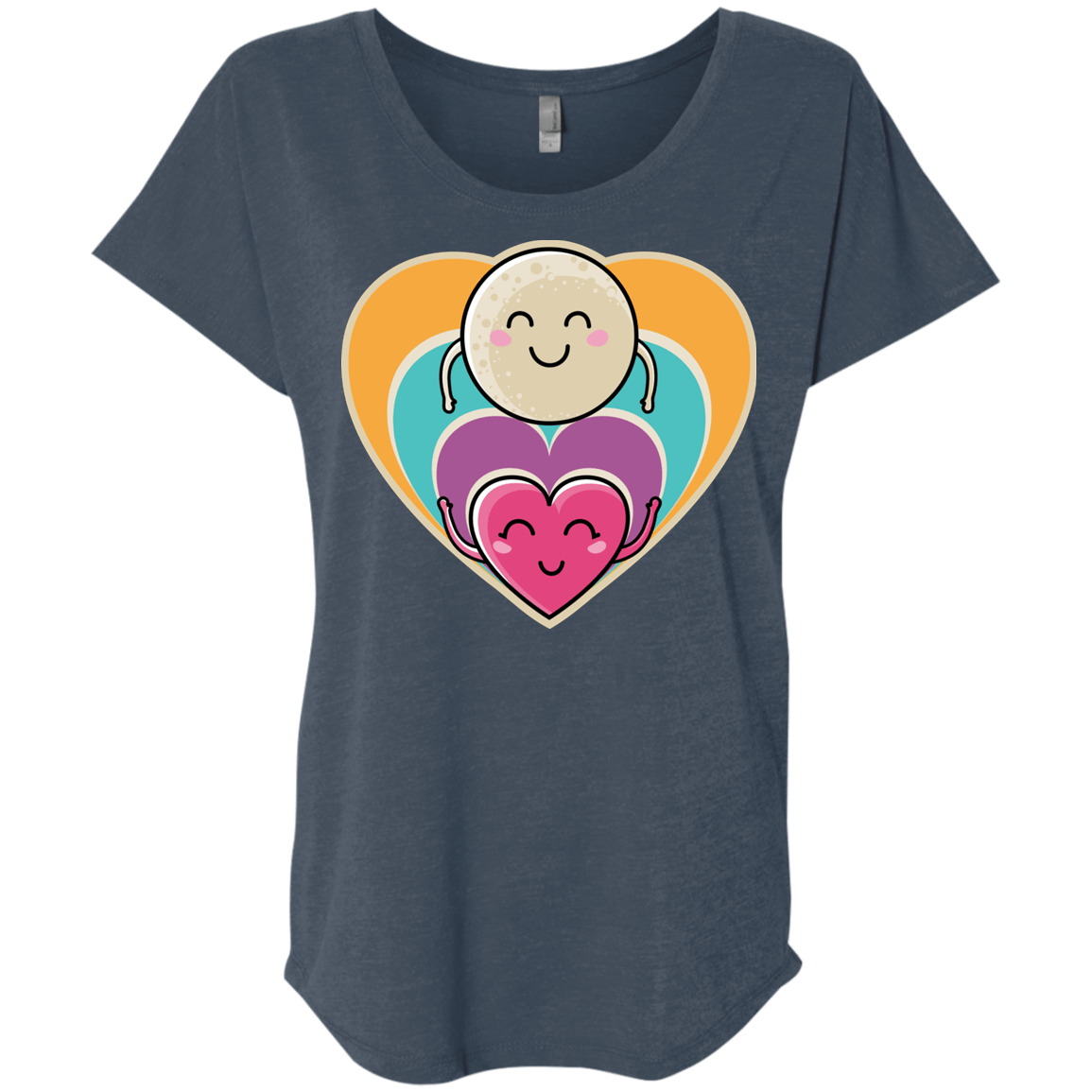 T-Shirts Indigo / X-Small Love to the Moon and Back Triblend Dolman Sleeve