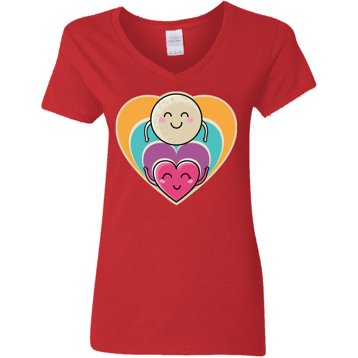 T-Shirts Red / S Love to the Moon and Back Women's V-Neck T-Shirt