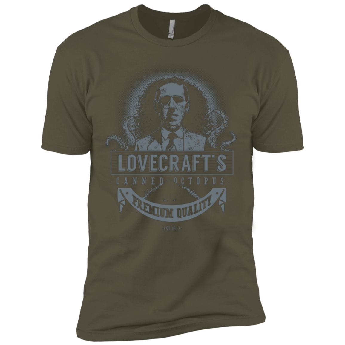 T-Shirts Military Green / X-Small Lovecraft Canned Octopus Men's Premium T-Shirt