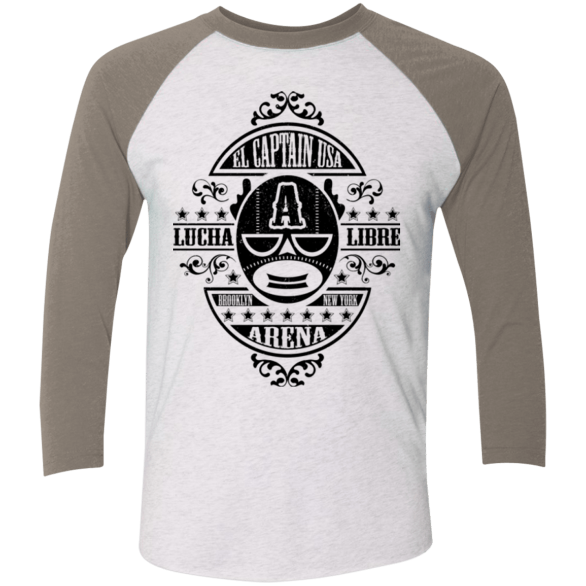 T-Shirts Heather White/Vintage Grey / X-Small Lucha Captain Men's Triblend 3/4 Sleeve